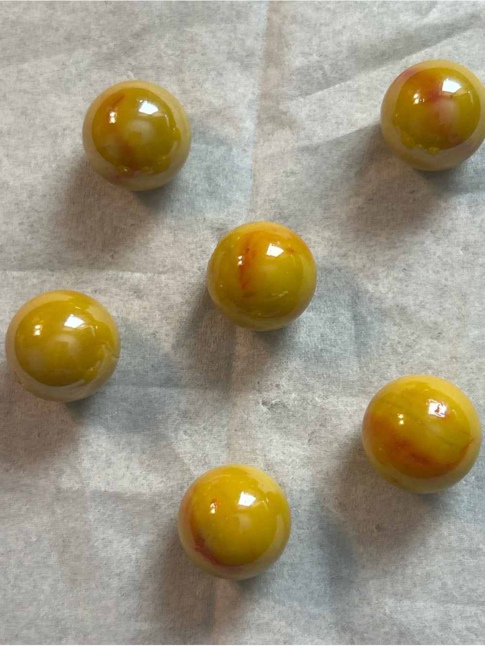 🩶5/$30 Set Of 6 Deep Yellow and Orange Vintage Marbles - Possibly Vitro Agate Co